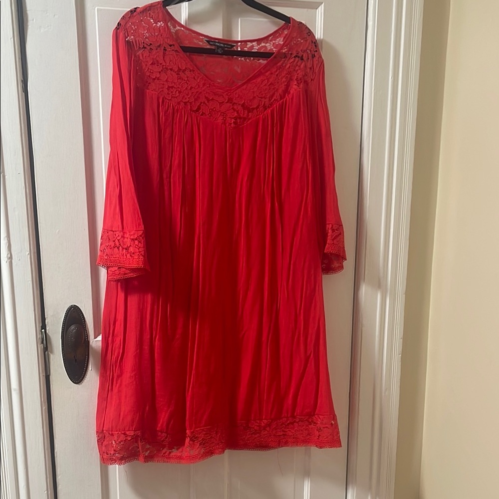 Elegant Red Lace Trim Top
